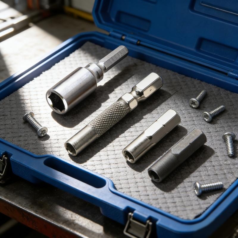 4Pcs Hexagonal Shank Conversion Set with Magnetic for Interchanging 6.35mm and 4mm Drill Bit in Power Tool