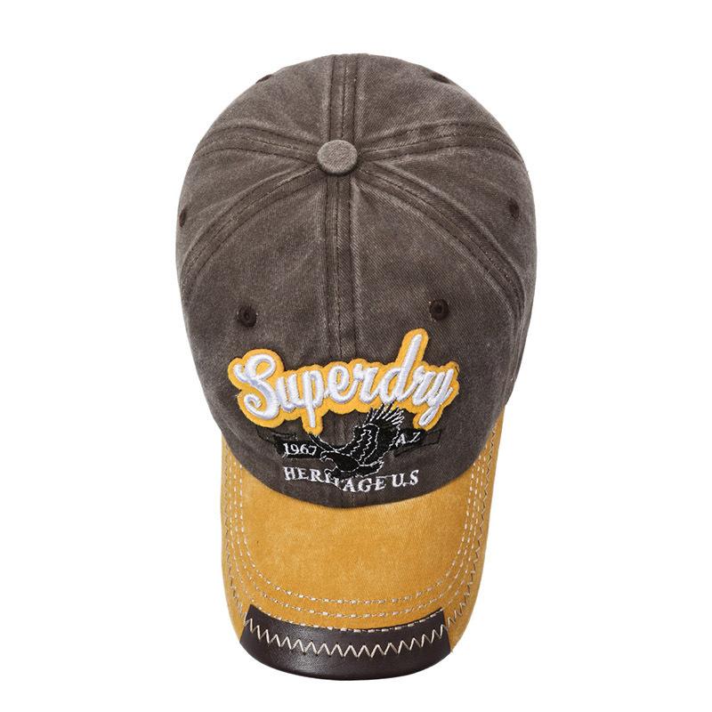 Spring and Autumn New Eagle Embroidered Hat Washed Old Alphabet Baseball Cap Retro Versatile Men's and Women's Contrasting Hat