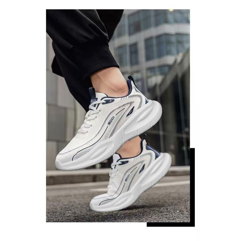 Men's Spring Leather Waterproof Ultra-Light Cushioned Soft-Soled Casual Running Sports Shoes.