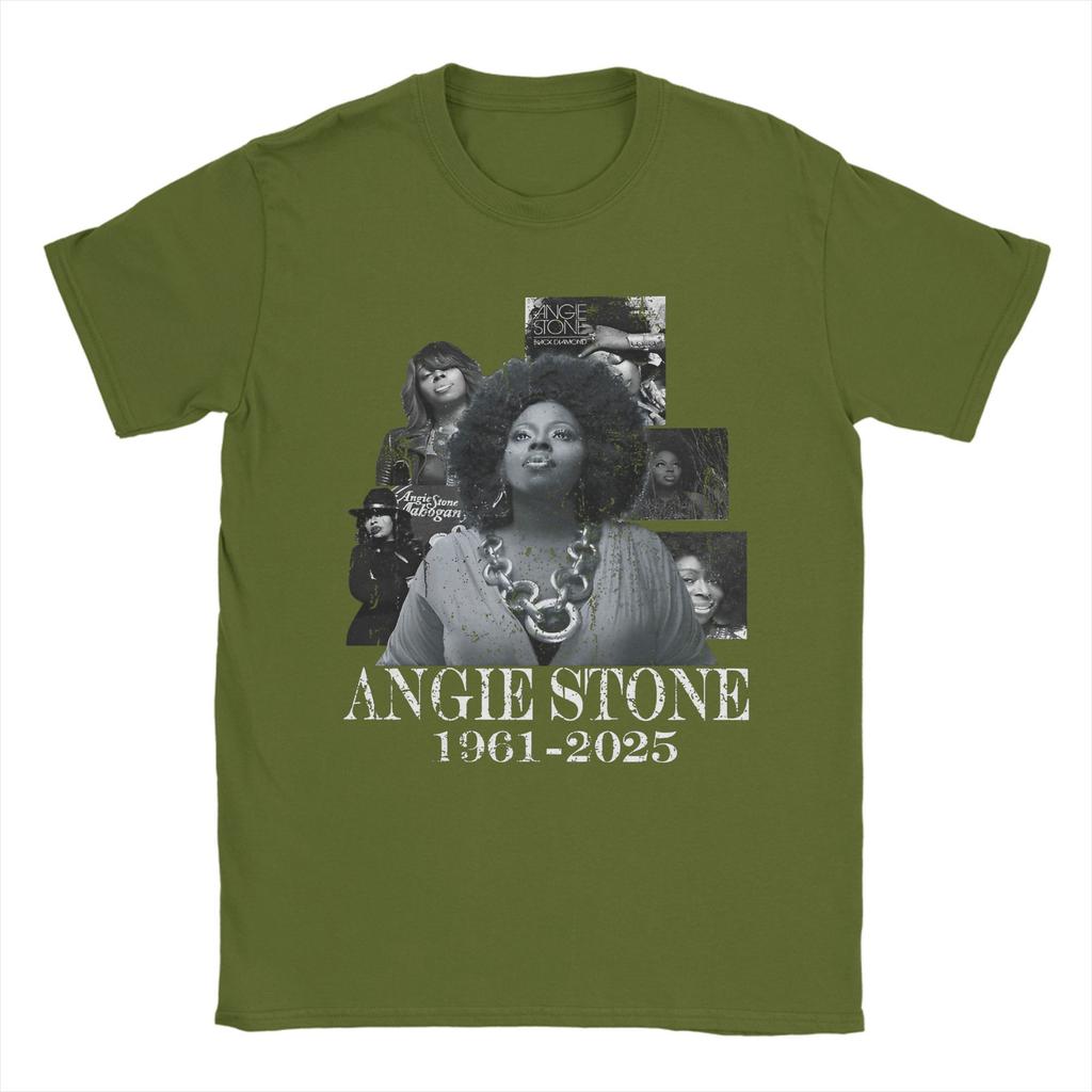Maglietta RIP Angie Stone Memory per Uomo Cantante 1961-2025 Musica Divertente Cotone T-shirt Manica Corta 4XL 5XL 6XL merchandising