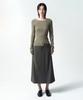 INSILENCE WOMEN Asymmetrical Mixed Knit Light Khaki