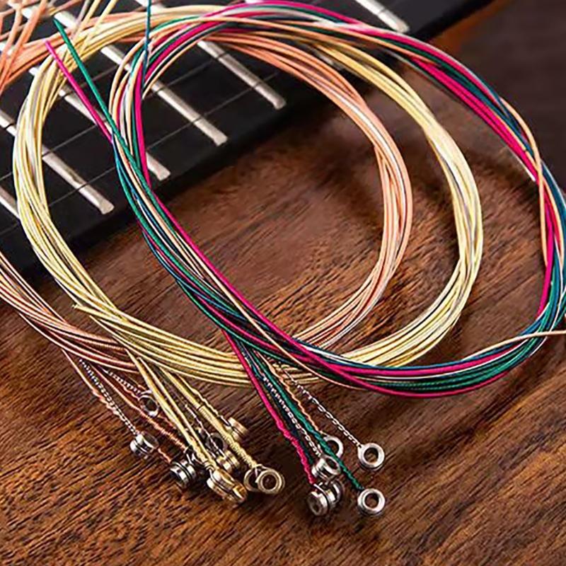 6Pcs Folk Guitar Strings Acoustic Guitar Strings Offering Clear Sound Quality Colorful Folk Acoustic Guitar Strings Set