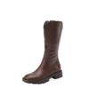 Autumn and Winter Round Head Medium Heel Large Size Fashion Boots Women's Square Heel Solid Color Side Zipper Thick Bottom Non-slip New Round H