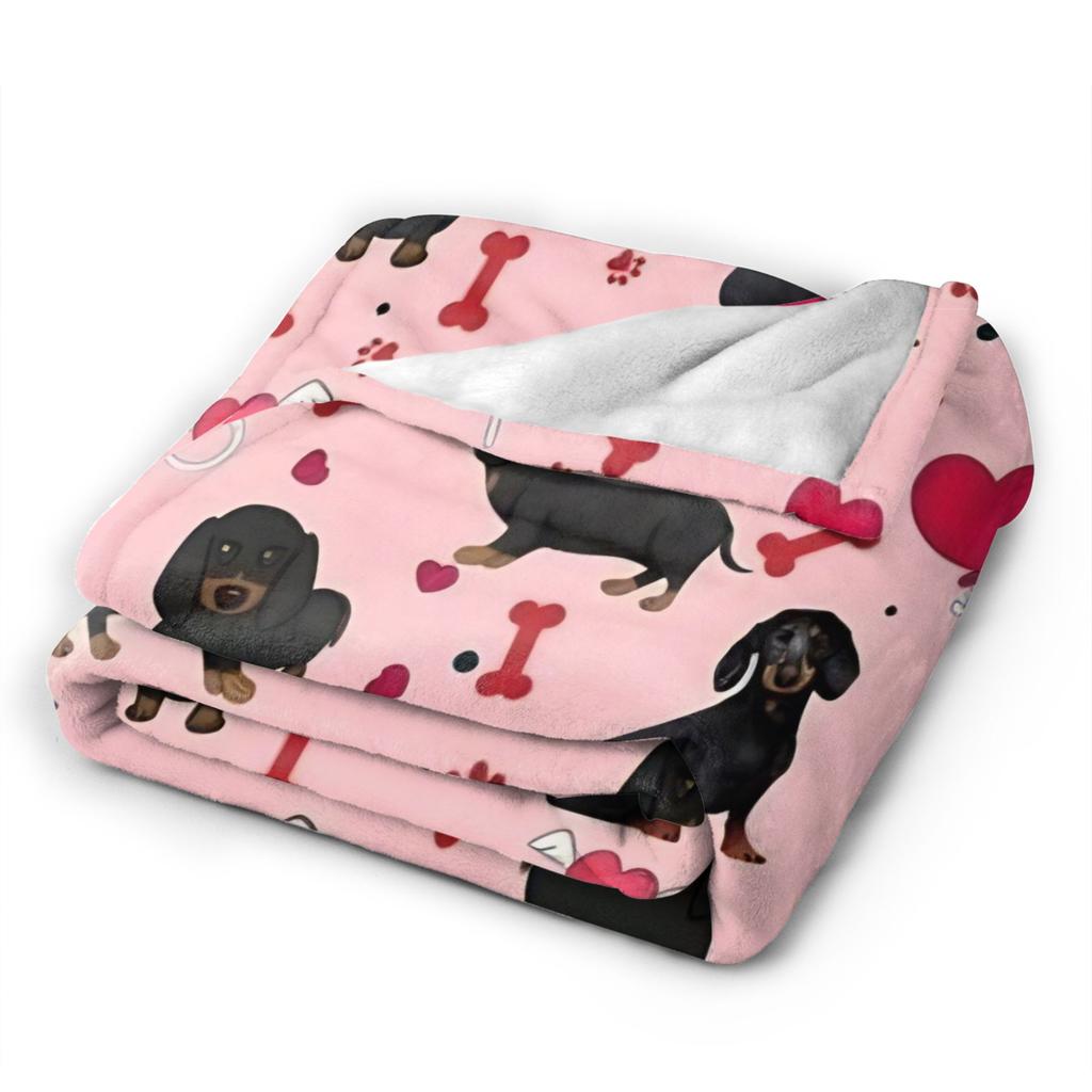 Dackel Valentinstag Fleece Decken Hunde Tier Lustige Überwurfdecken für Zuhause 150*125cm Steppdecke