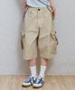 KIJIKO Ke614. Washed Bermuda Cargo Pants Beige Gray