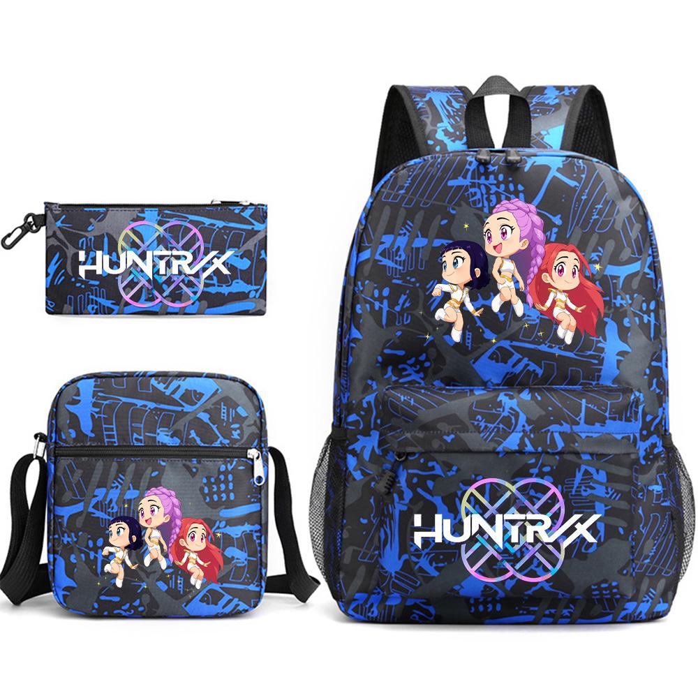 3Pcs/set Anime Printed Backpack with Shoulder Bag Pencil Case for Teenager Student Boy Girl SchoolBag Large Capacity Waterproof Bookbag Kid Gift