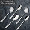 5 Delar Rostfritt Stål Serveringssked Set för Matbord/Kök, 1,8 mm Tung Mätare