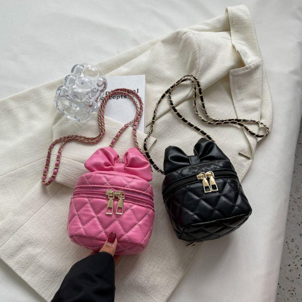 

Bow-Knot Handbag PU Shoulder Bag New Crossbody рожевий червоний колір