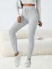 Women's Casual Pants with Ribbed Waistband High-Waisted Tie-Waist Warm Comfortable Tight-Fitting 9-Inch Pants for Home Use