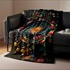 Colorful Koi Fish and Lotus Pond Design Flannel Blanket for Bedroom, Living Room, Sofa, and Nap Sofas