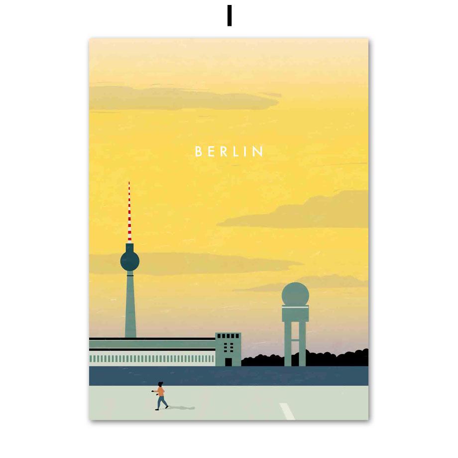 Paris Bangkok London Hamburg Barcelona Wall Art Canvas Painting Nordic Posters And Prints Pictures For Living Room Home