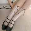 1 Pair Sweet Japanese Fashion JK Calf Sock for Girl Elastic Mesh Jacquard Dot Style Mid-calf Sock Summer Lightweight Soft Sock