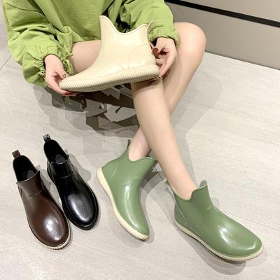 Botas de Lluvia sin Cordones para Mujer Botines de Goma con Plataforma Botas de Trabajo Impermeables para Exteriores Zapatos de Cocina para Señoras Galochas Antideslizantes para Jardín