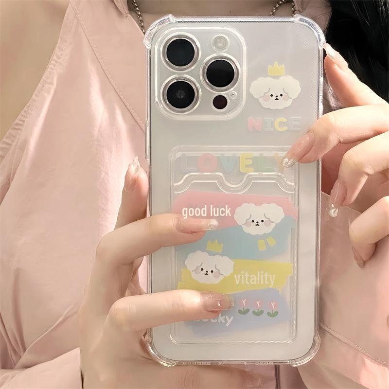 Zhitai Cartoon Silicone Phone Case for iPhone 13-15 Pro/Max with Card Holder