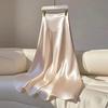 Women Spring Fall High Waist Solid Color Satin Skirt