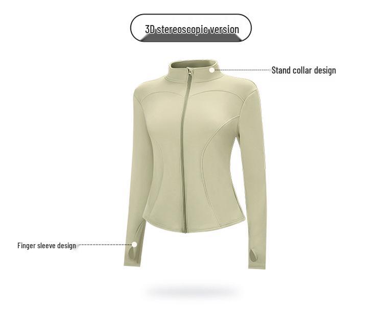 Women's Slimming Lambswool Jacket – Stand Collar, Velvet-Lined, Thick, Stretchy, Warm Yoga Top for Autumn & Winter