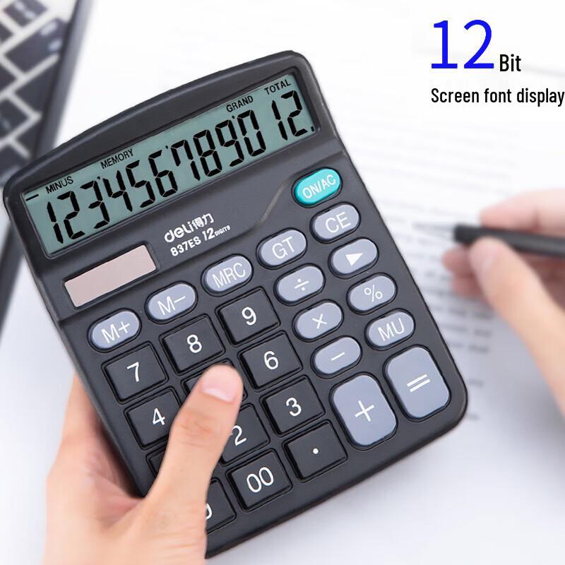 Deli 12-Digit Solar Office Calculator