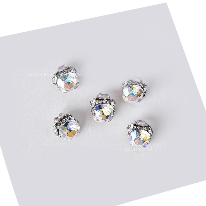 Pack of 5 Nails Art Charms 3D Nail Rhinestones Crystal Nail Gems Nails Art Decorations Nail Supplies for Acrylic Nails