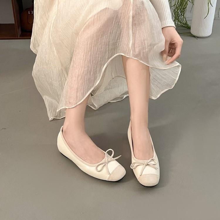 French Silver Inner Height Increase Single Shoes Women's 2025 New Spring and Summer Shallow Mouth Mary Jane Evening Shoes Ballet Style Beanie Shoes