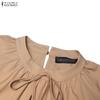 ZANZEA Women Casual Round Neck Solid Color Long Sleeve Loose Dress