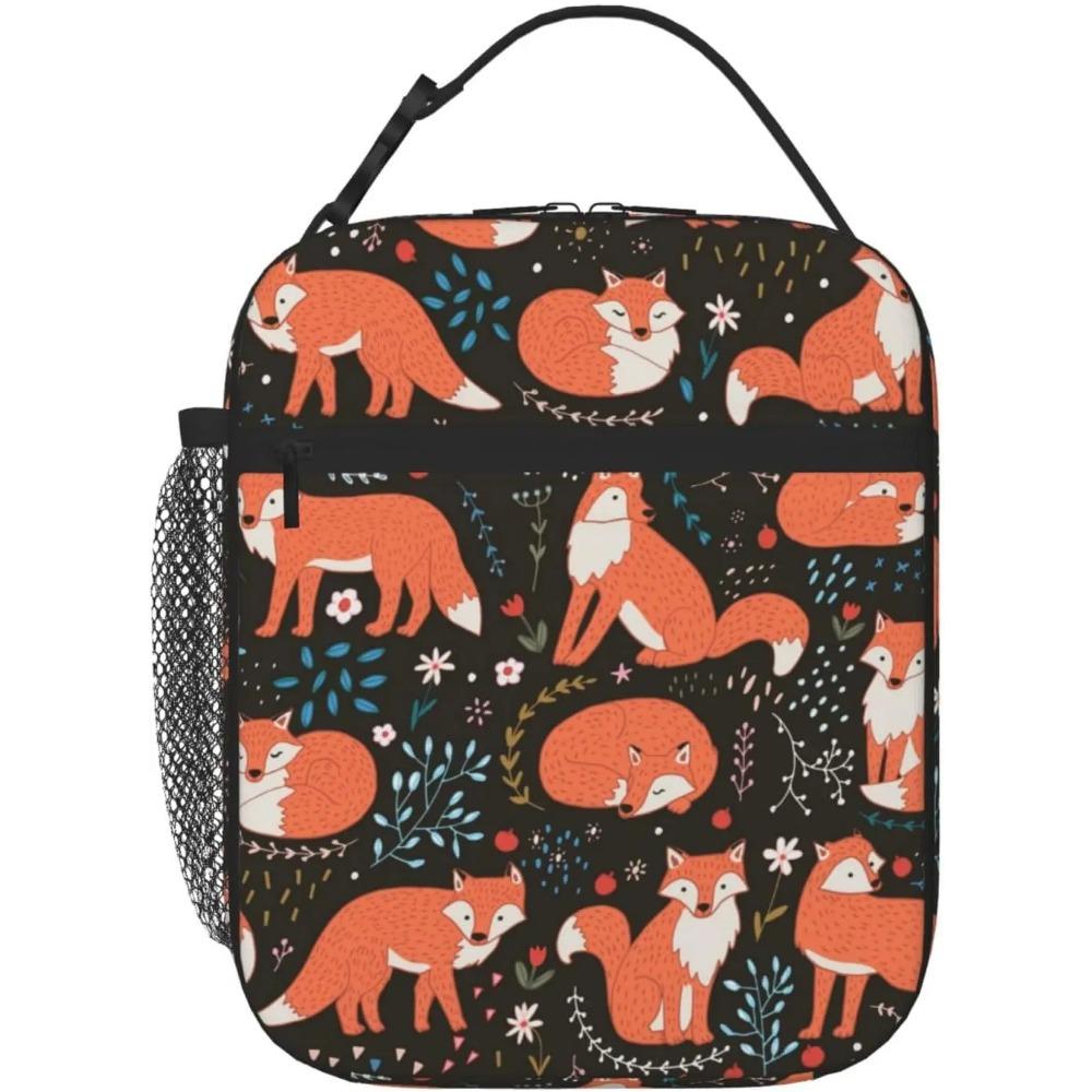Fox Bunny Cloud Lunch Bag for Women Men Reusable Insulated Lunch Box Portable Lightweight with Side Pocket for Work Picnic