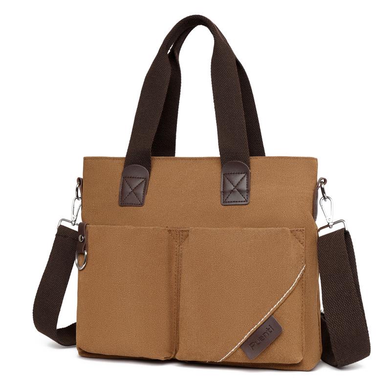 Men s Retro Canvas Business Bag - Versatile Handbag & Crossbody for Casual Commutes кофейный