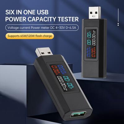 6-in-1 USB Mobile Phone Charger Mobile Power Capacity Tester Voltage Current Power Meter DC 4~30V With Power-off Memory Function