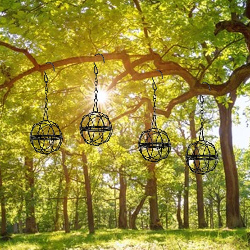 4Pcs Hooks Included Bird Suet Ball Feeder Black Fat Ball Feeder Ball Bird Feeders  Wild Birds
