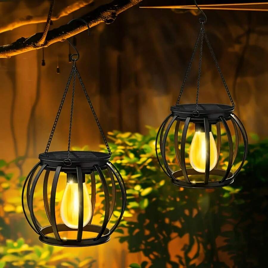 Halloween Solar Pumpkin Hanging Lights,IP65 Waterproof Auto-Charging LED Pendant Lamp,Garden Lawn Path Yard Halloween Outdoor Decor