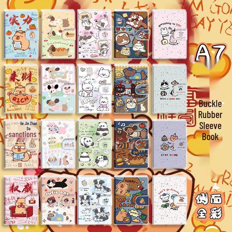 A7 Cute Cartoon Pocket Notebook - Portable Notepad with Plastic Cover for Office & Kindergarten Prize