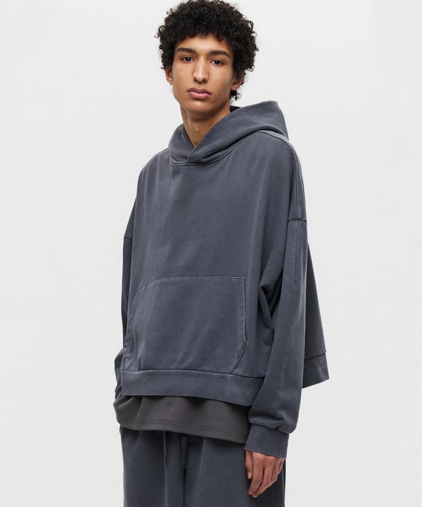 PIGMENT Washed Crop Hoodie Charcoal