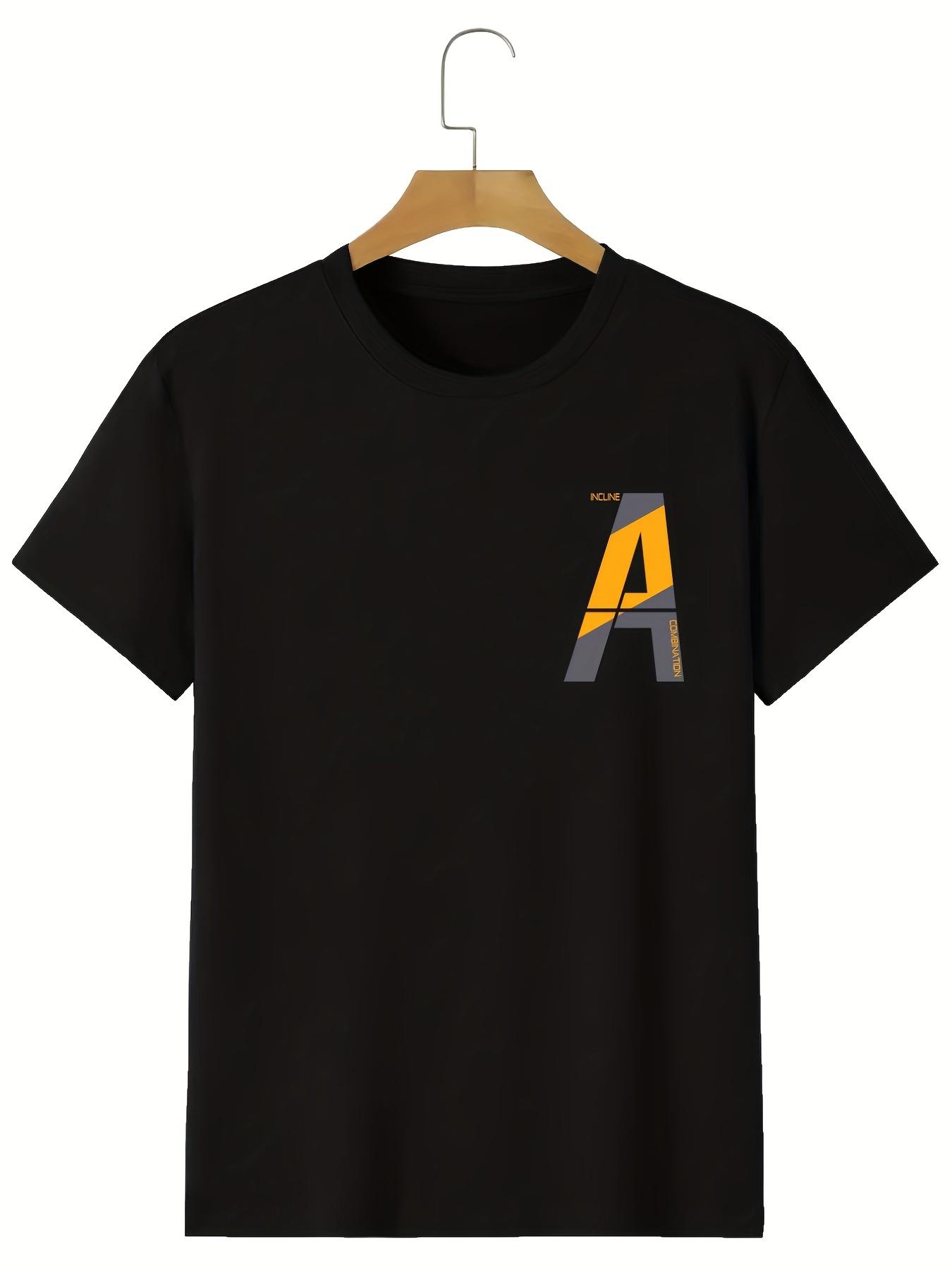 

Men s Casual A Print Crew Neck Short Sleeves T-Shirts For Summer XXXXXL чёрный