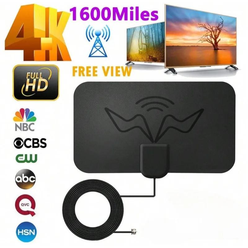 4K High Gain HD TV Antenna - EU Plug Booster Active Indoor Aerial with Signal Amplifier