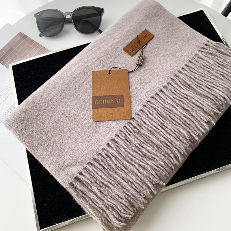 Women's 300g Solid Color Imitation Cashmere Scarf – High-End, All-Match, Warm Autumn/Winter Shawl.