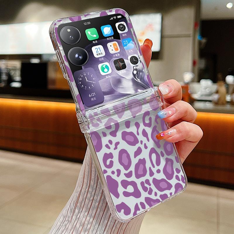 

Leopard Print Transparent Case For Xiaomi Mix Flip 5G Shockproof Bumper Hard Phone Back Case For Mi Mix Flip Protective Cover For Xiaomi Mix Flip