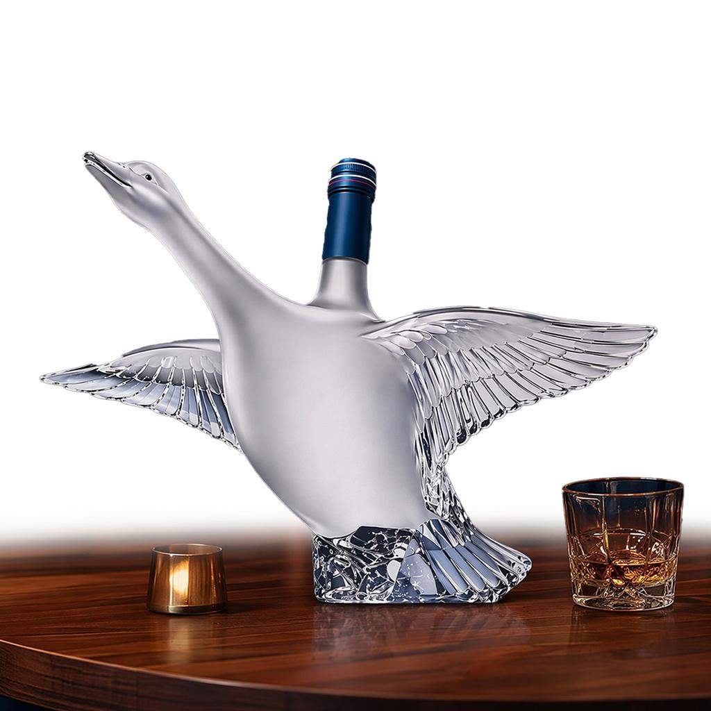 350ml Goose Glass Whiskey Decanter with Stopper Art Vodka Wine Dispenser Creative Glass Wine Bottle for Bar Home Decoration