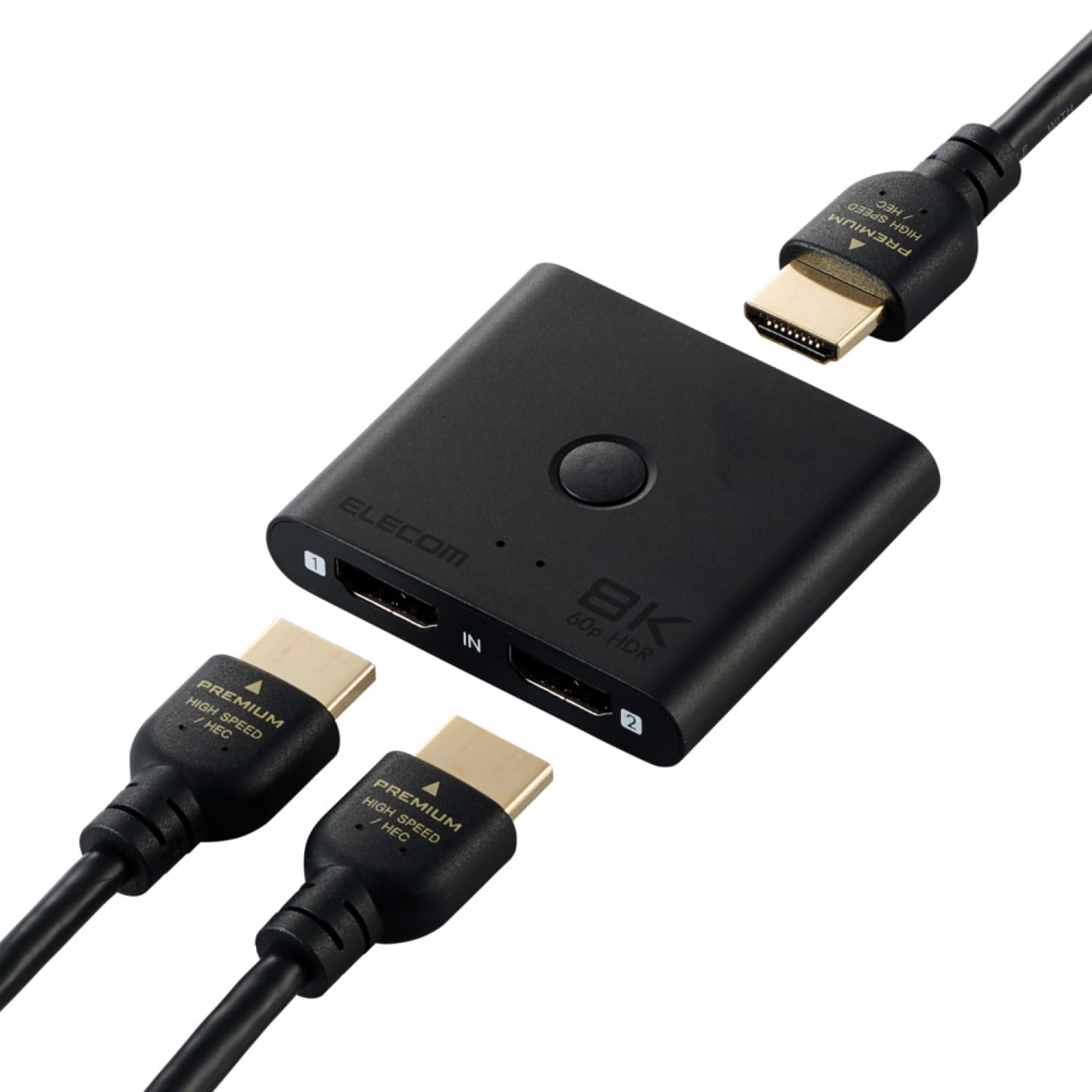 

ELECOM HDMI Switcher 8K 60Hz 2 Inputs 1 Output Bidirectional Thin TV Stick and Others (12mm) PS5/4/Nintendo Switch/Fire DH-SW8KBD21BK/E чорний