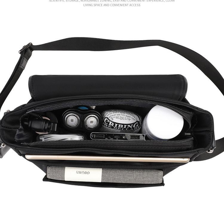 Men'S Messenger Bag Fashion Casual Small Satchel Nylon Waterproof Large Capacity Work Commuter Bag