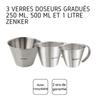 Set of 3 Graduated Measuring Cups In Stainless Steel 250 Ml, 500 Ml and 1 Liter Zenker Ref. 9983250