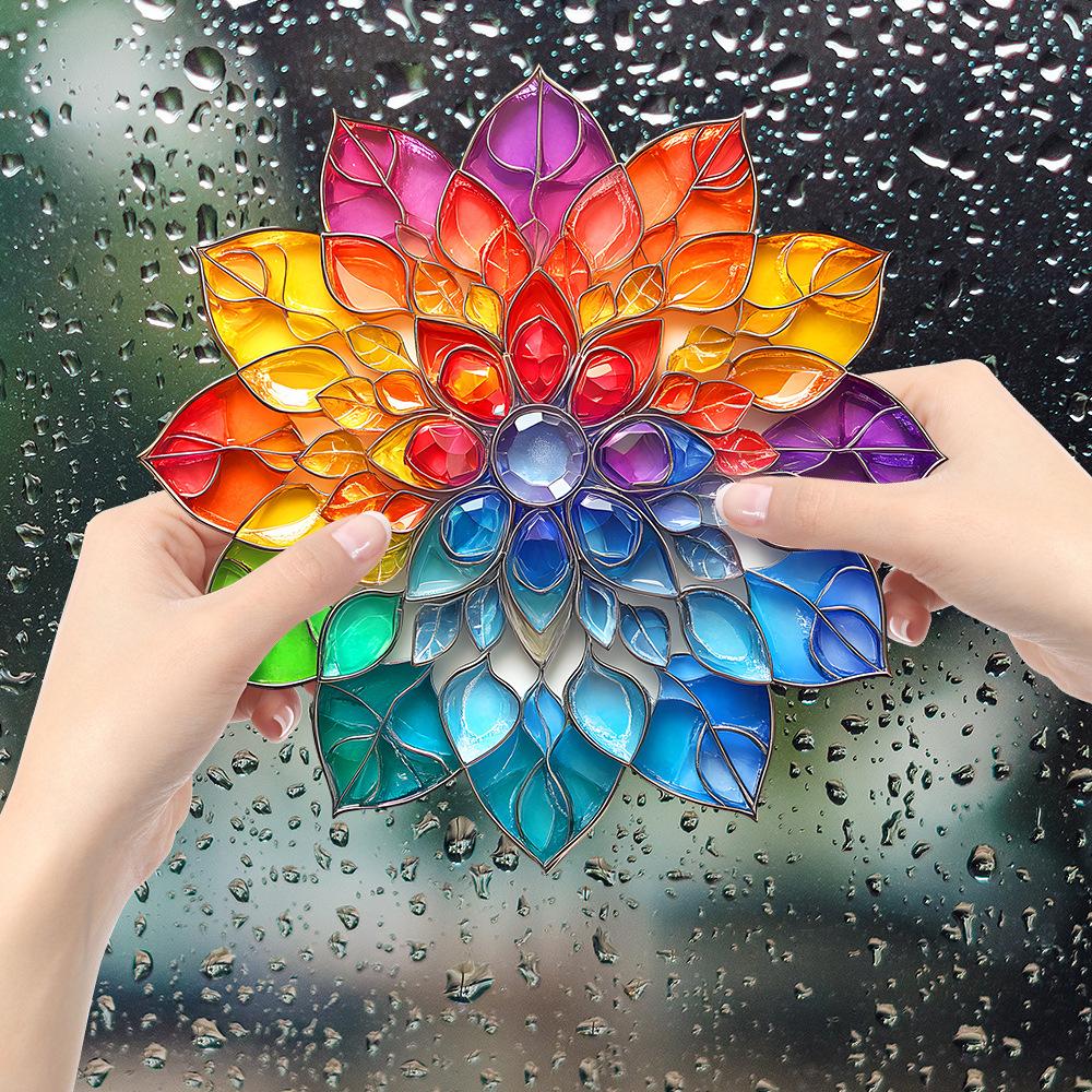 Colorful Mandala Balcony Glass Window Home Beautification and Decoration Electrostatic Window Stickers