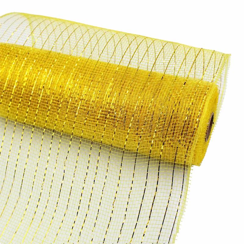 Pink and Gold Ribbon 1 Roll Gold Wire Mesh Ribbon for DIY Bows Garland Gift Wrapping Net Festival Home Decoration Accessories
