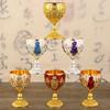 Wine Glass, Carved Mini Spirit Vodka Cup, Vintage Alloy Portable White Wine Goblet, Creative Wedding Party Decoration, 30ml,1pcs