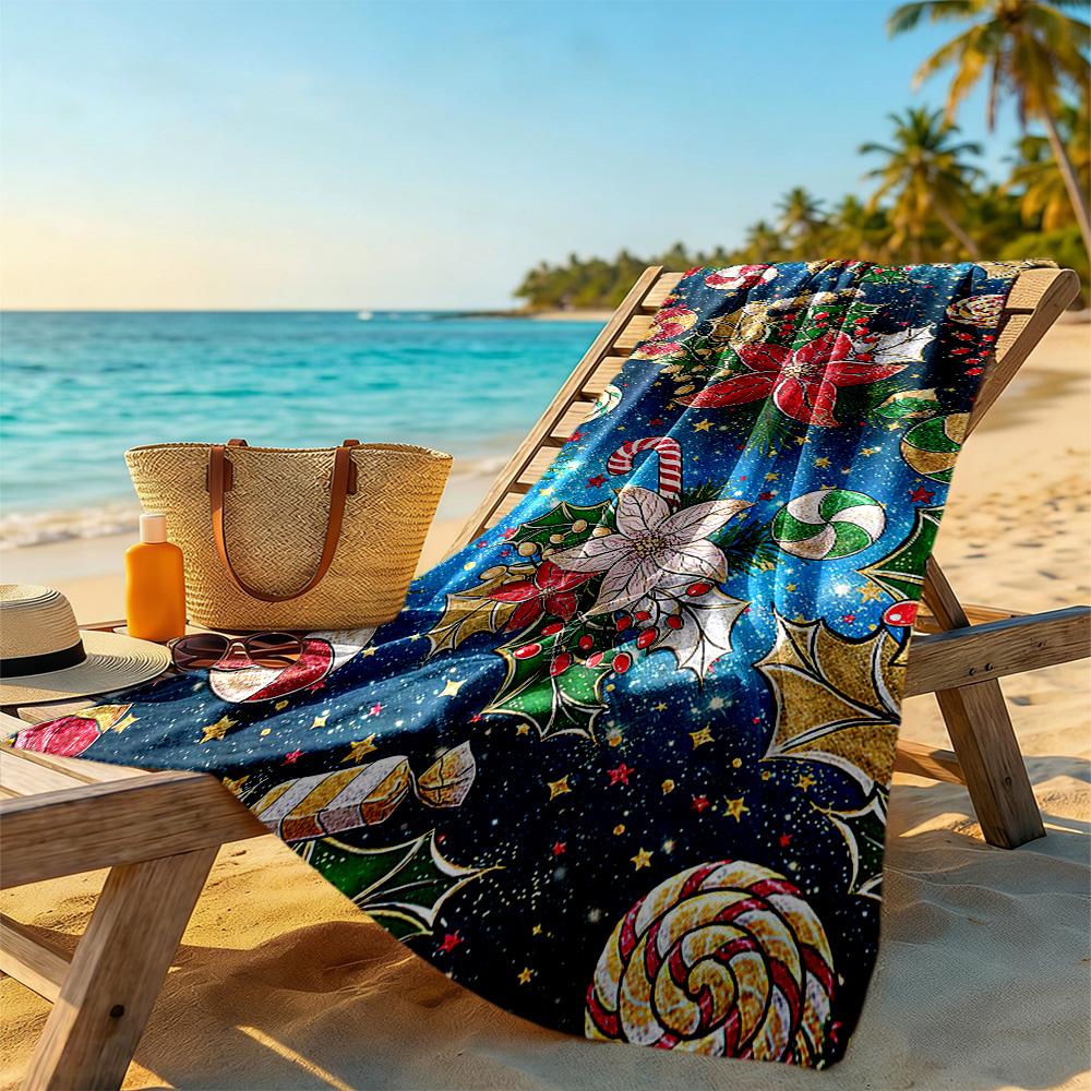Christmas Beach Towel Soft Durable Quick-Dry Comfortable Lightweight Perfect for Traveling Yoga Camping and Swimming