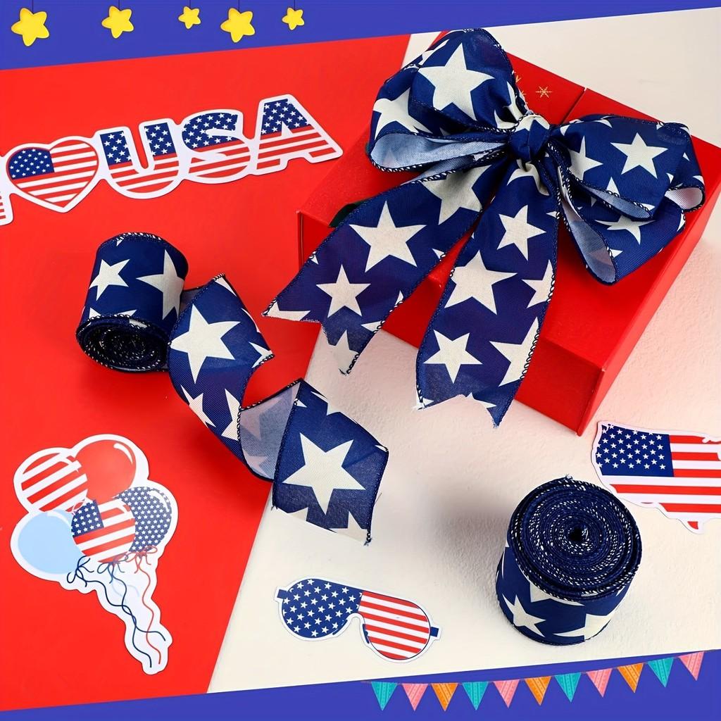 Blue Stunning And White Star Ribbon For Diy Independence Day Projects Decorative
