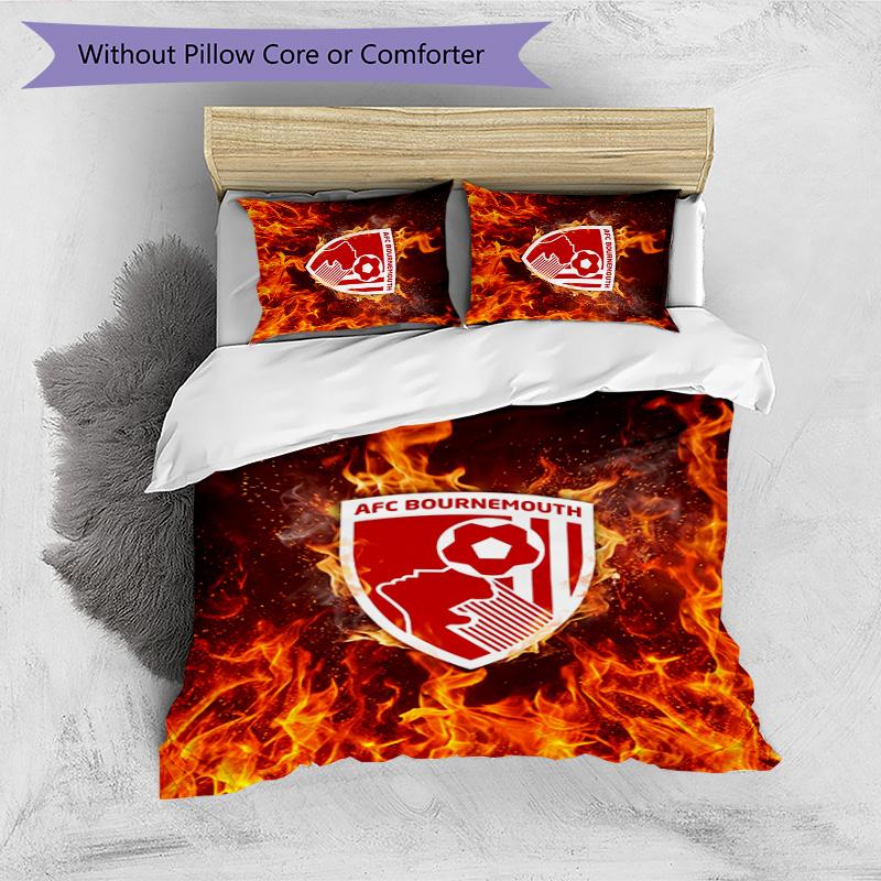 Set Lenzuola Stampato Calcio Bournemouth 3 Pezzi, Comodo Set Copripiumino per Camera da Letto Amico della Pelle