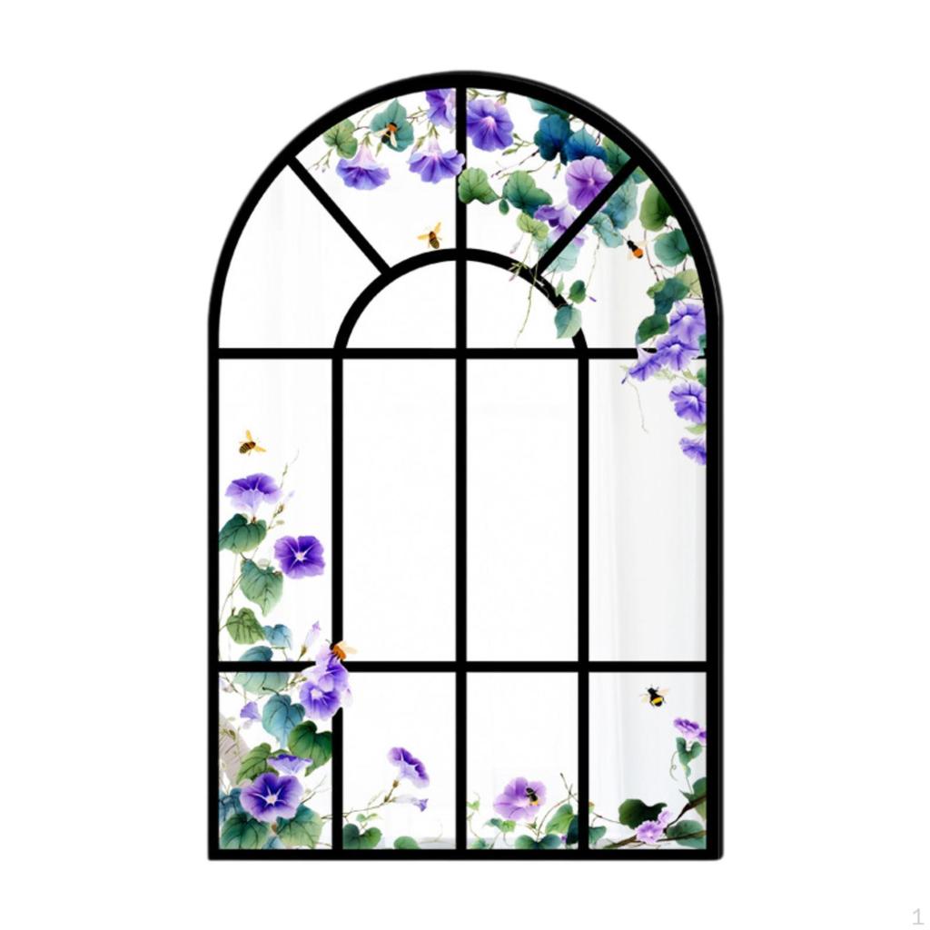 Arch Window Mirror Simple Wooden Frame Windowpane for Living Room Home Farmhouse Decor