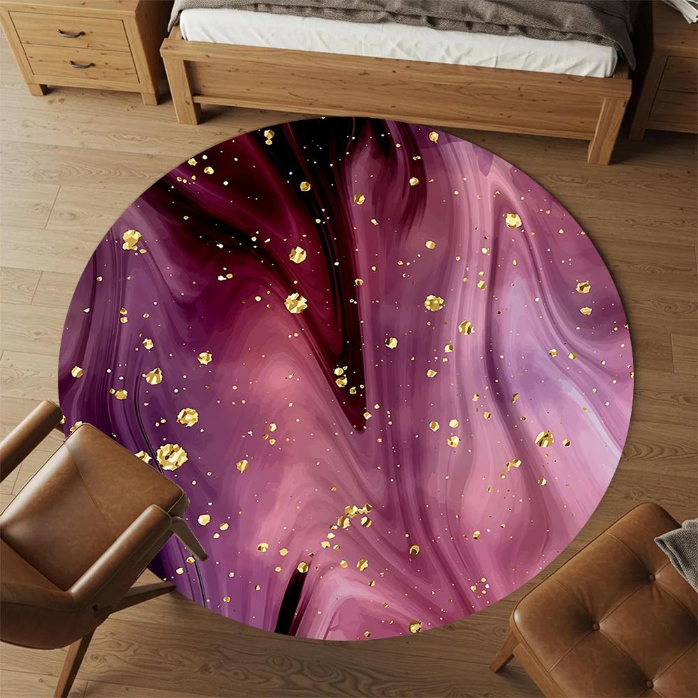 1pc Purple Marble Glitter Round Chair mat Area Rug - Non-Slip, Floor Mat for Office, Bedroom, and Indoor Decor c1125339