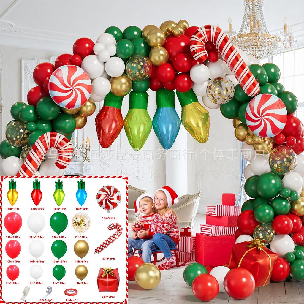 Weihnachtsballon-Set, Zuckerstange, Elch, Lebkuchenmann, Kranz, Gewölbte Partydekoration