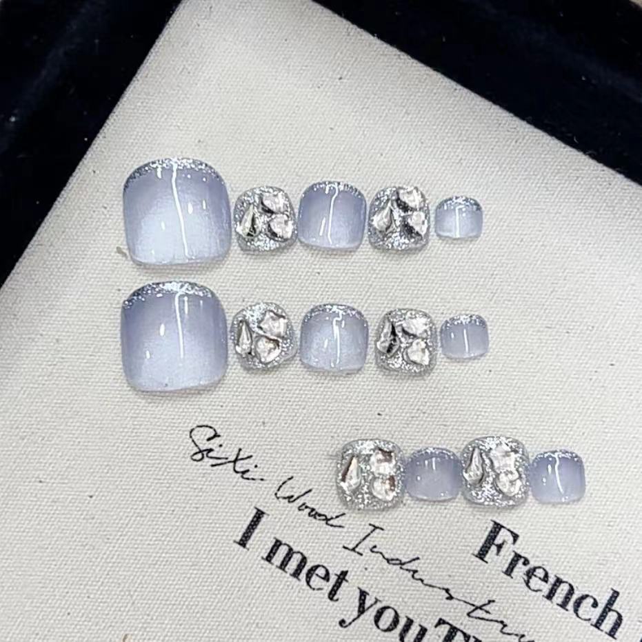 

Чисто ручная работа Фототерапия Носимые накладные ногти и накладные ногти для ног Синий кошачий глаз Сода Носимые накладные ногти Готовое изделие Многоразовый нейл-арт Medium m