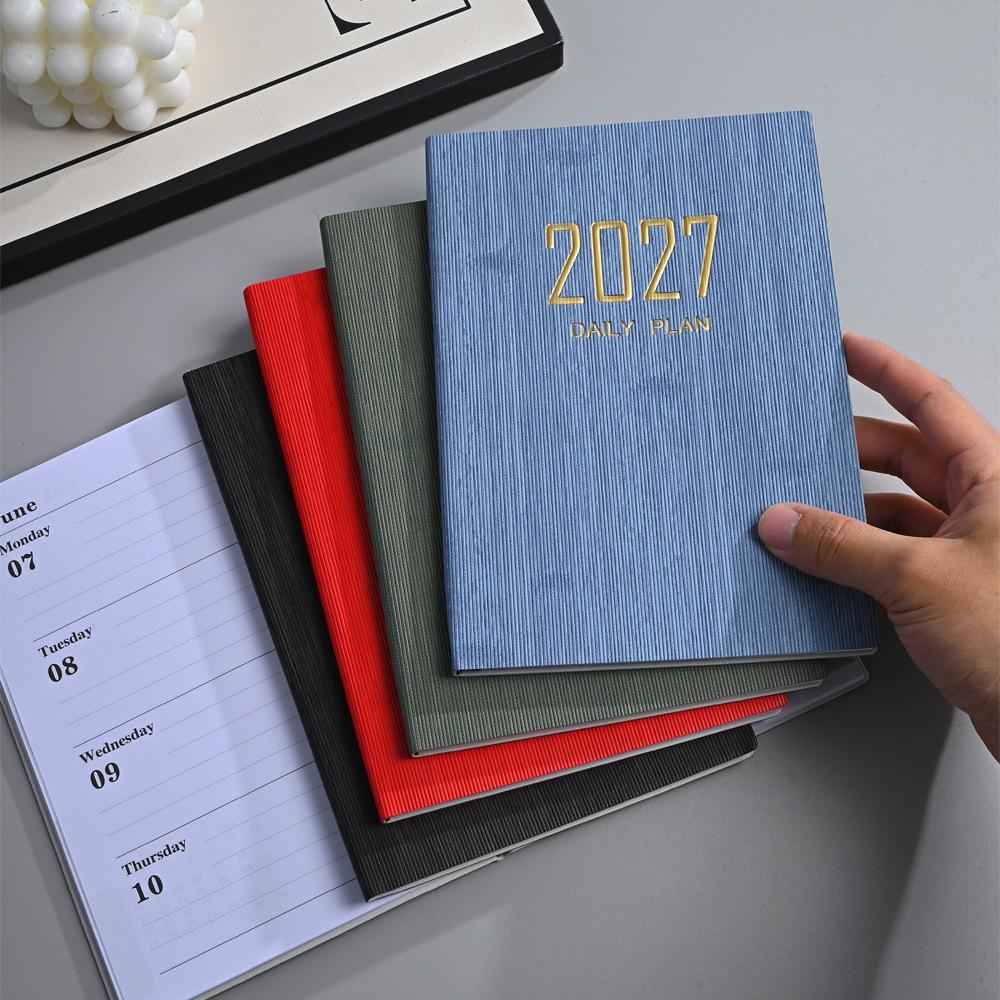 2027 A5 English Leather Weekly Planner Notebook with Daily Plan and Annual Calendar